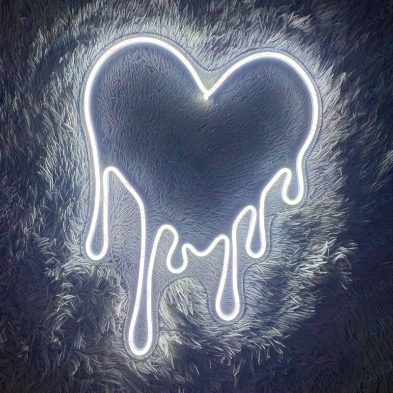 Dripping Heart Neon Sign White