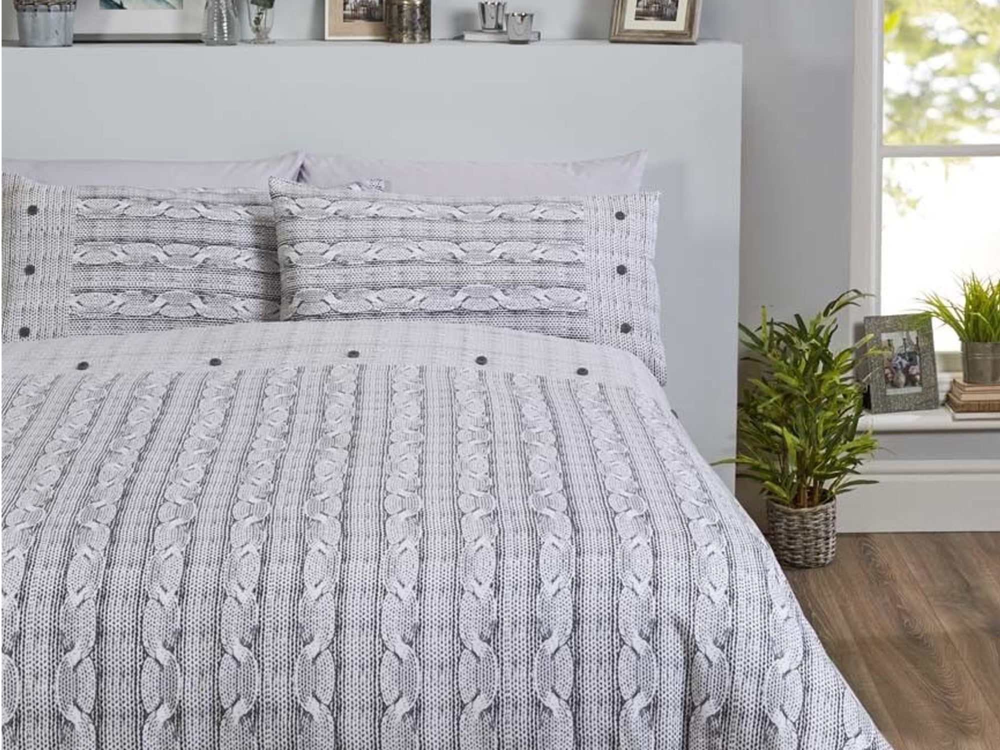 Arran 100 Brushed Cotton Bedding Set Grey The Cosy Bedding Company