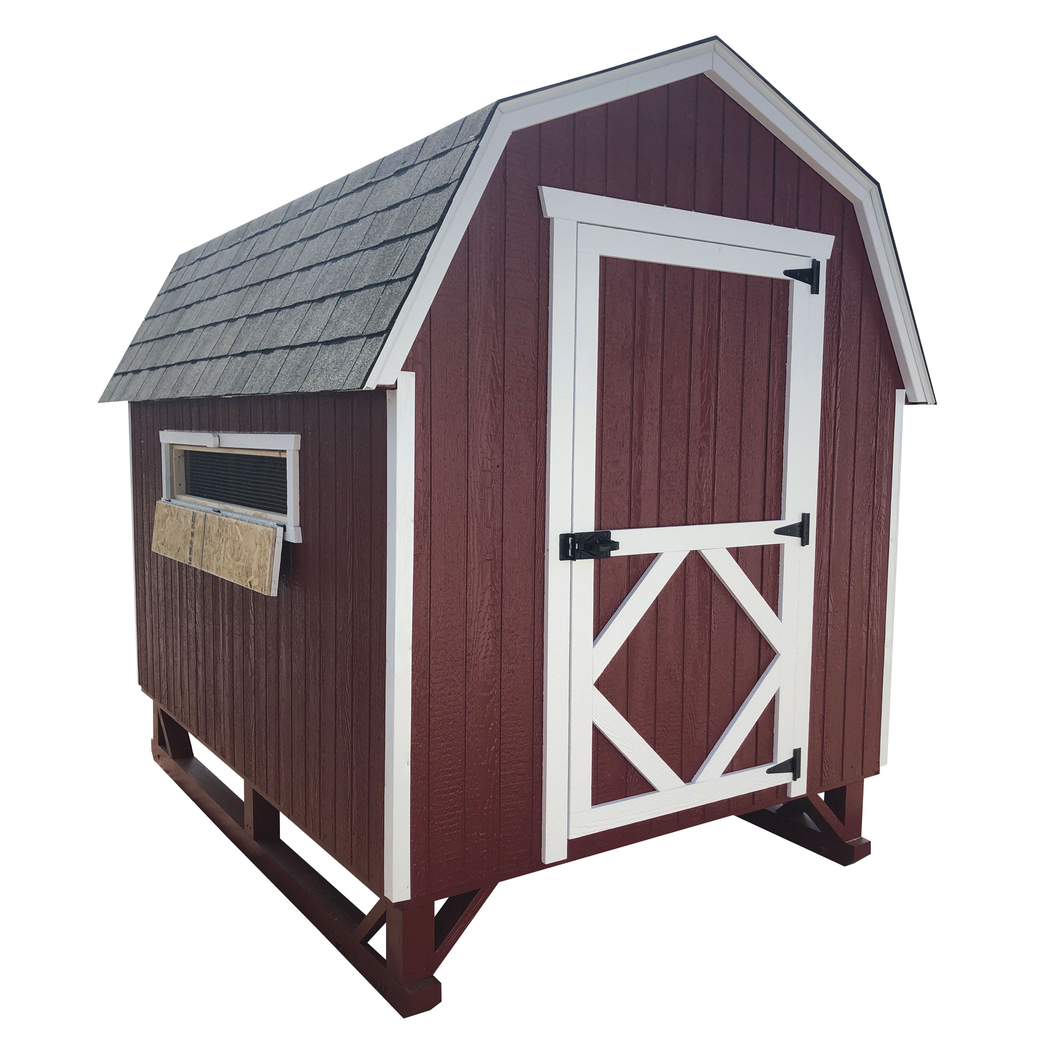 6x8 gambrel barn coop with vent open