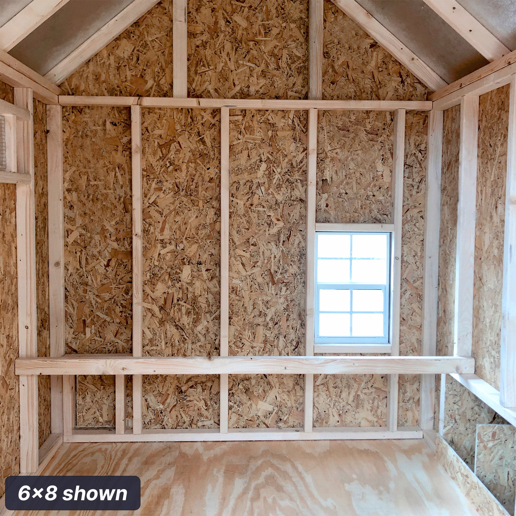 6x8  Colonial Gable Chicken Coop Interior