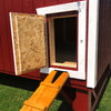 6x8 gambrel barn coop chicken door ramp up close