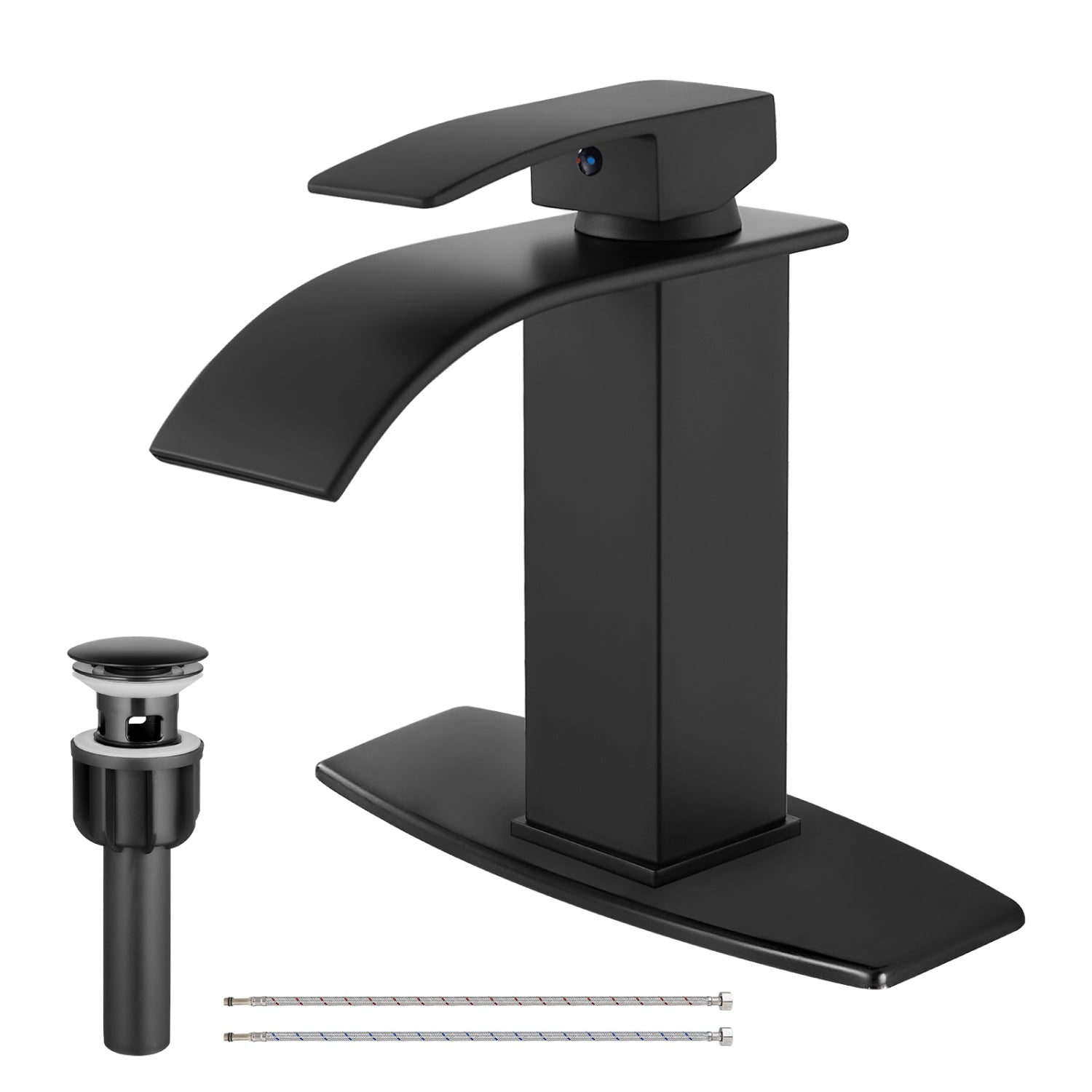 Birsppy Mixer Taps for Bathroom Basin Black Stainless Steel