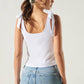 Ribbed Scoop Neck Cropped Tank Top