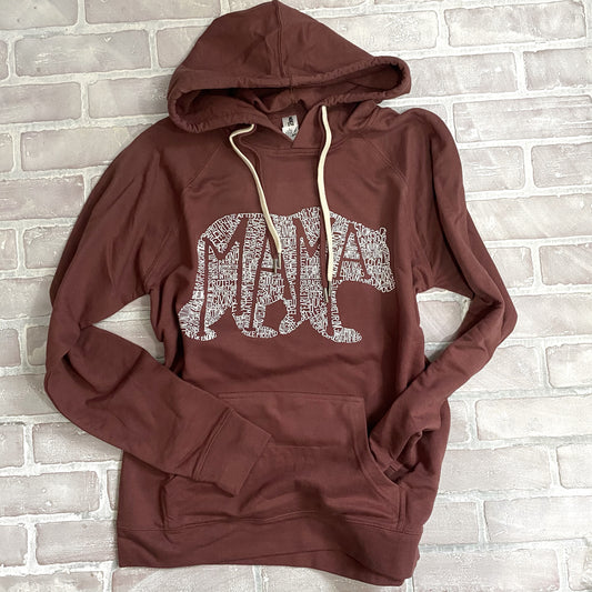 What's In A Mama Bear - MAUVE French Terry double drawcord sweatshirt