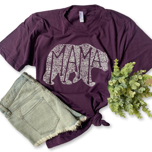 What's in a mama Bear - eggplant tee