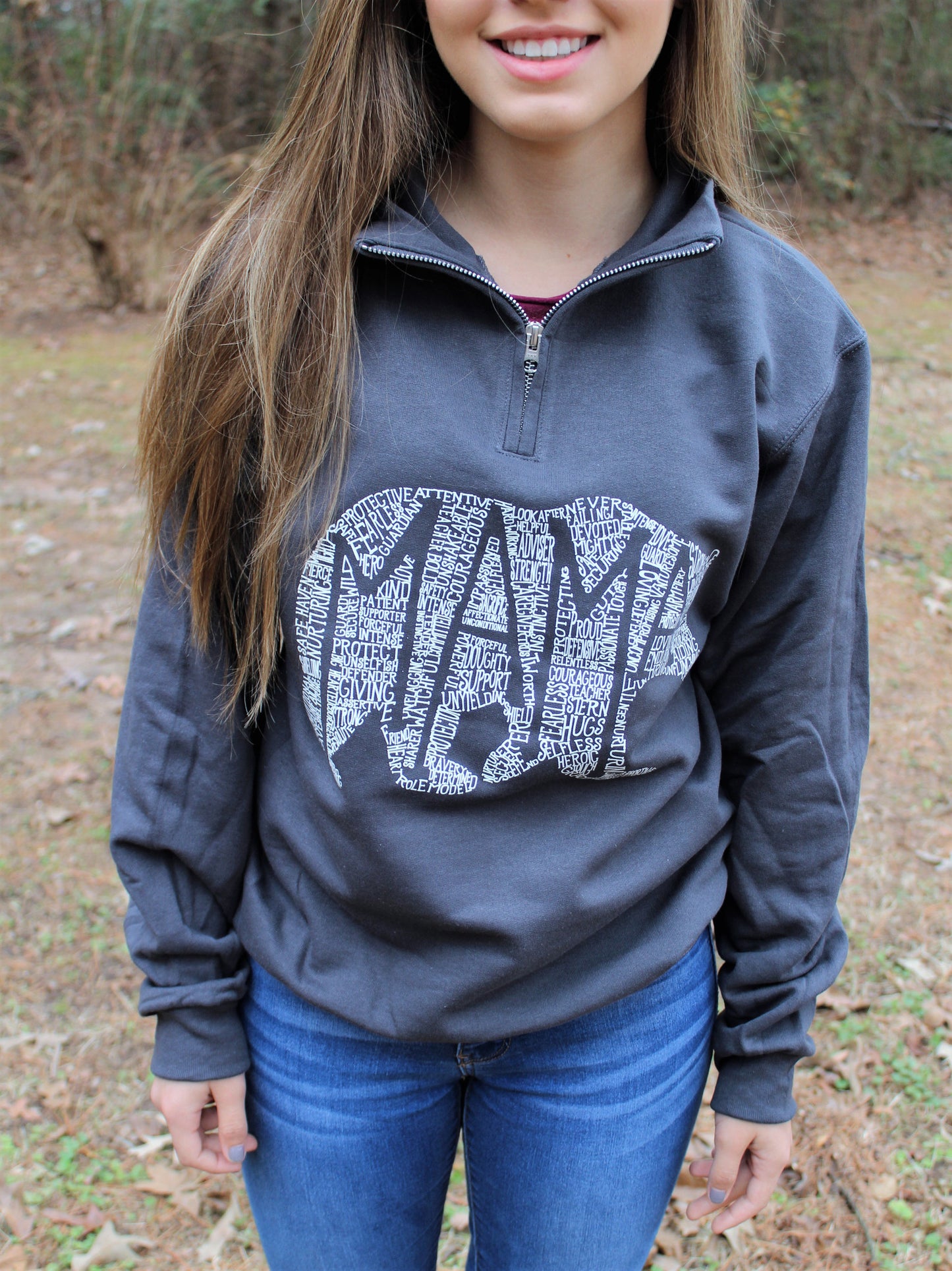 What's In A Mama Bear (Charcoal) Pullover Quarter Zip