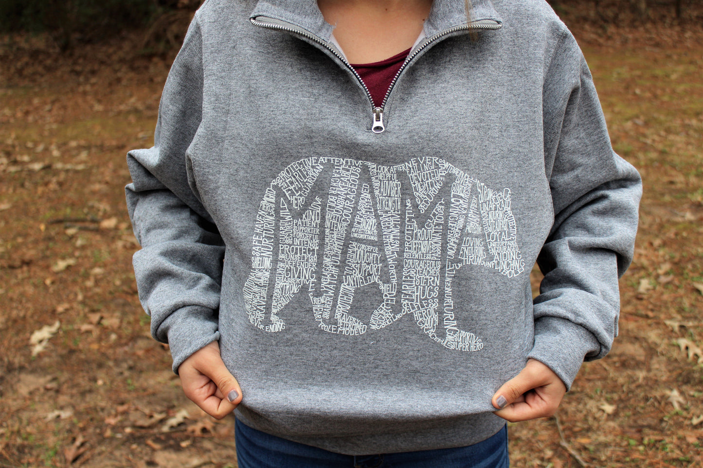 What's In A Mama Bear (Oxford) Pullover Quarter Zip