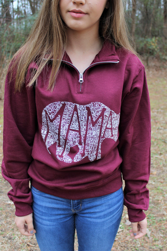 What's In A Mama Bear (Maroon) Pullover Quarter Zip