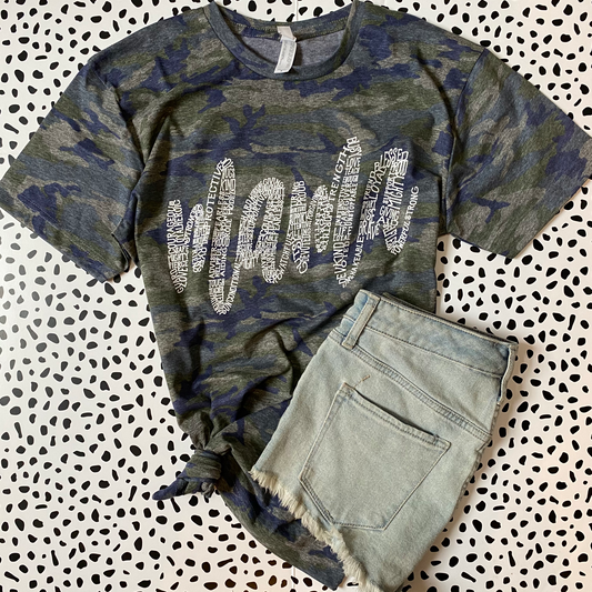About A Mama - Forest Camo tee