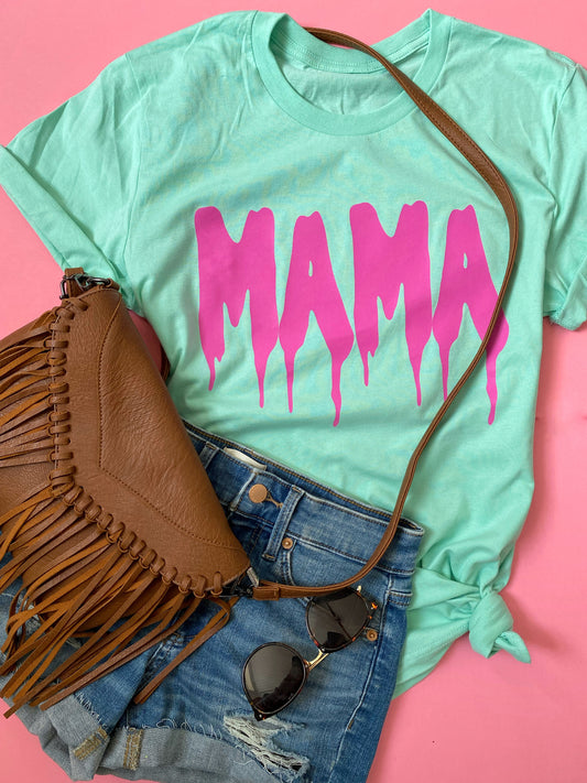 MAMA drip slime - PINK and MINT tee