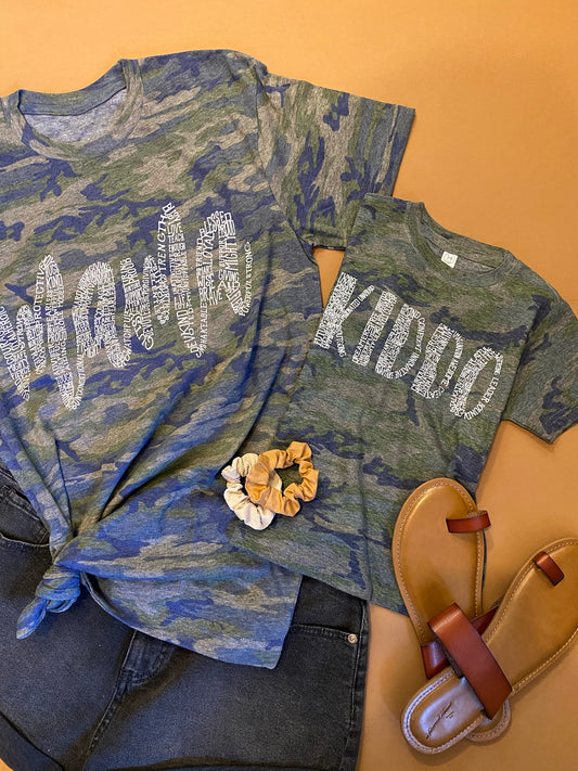 About a mama + kiddo - Heathered Camo (matching)