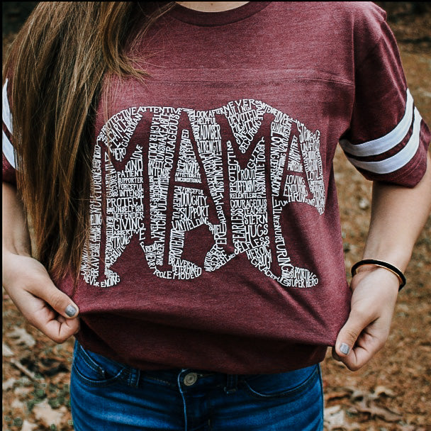 What's In A Mama Jersey Bear - Burgundy