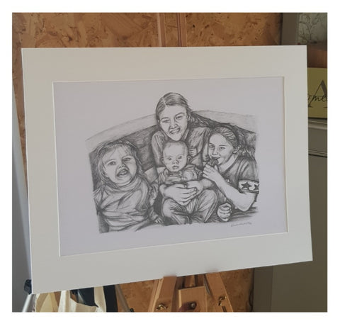 family portrait pencil drawing
