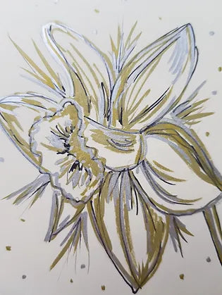 floral drawings metallic lined drawing