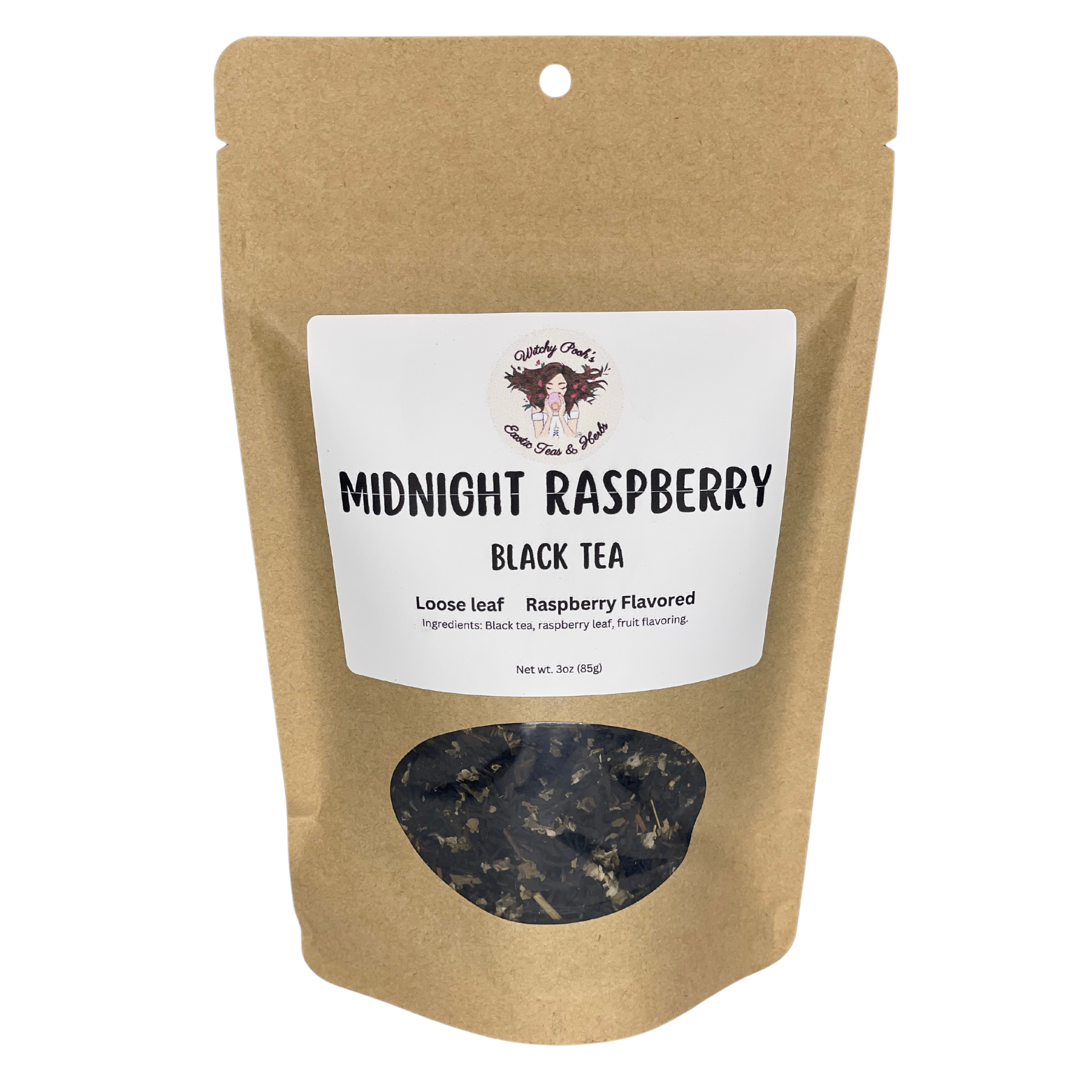 Witchy Pooh's Midnight Raspberry Loose Leaf Raspberry Flavored Black Tea by Witchy Pooh's Exotic Teas & Herbs