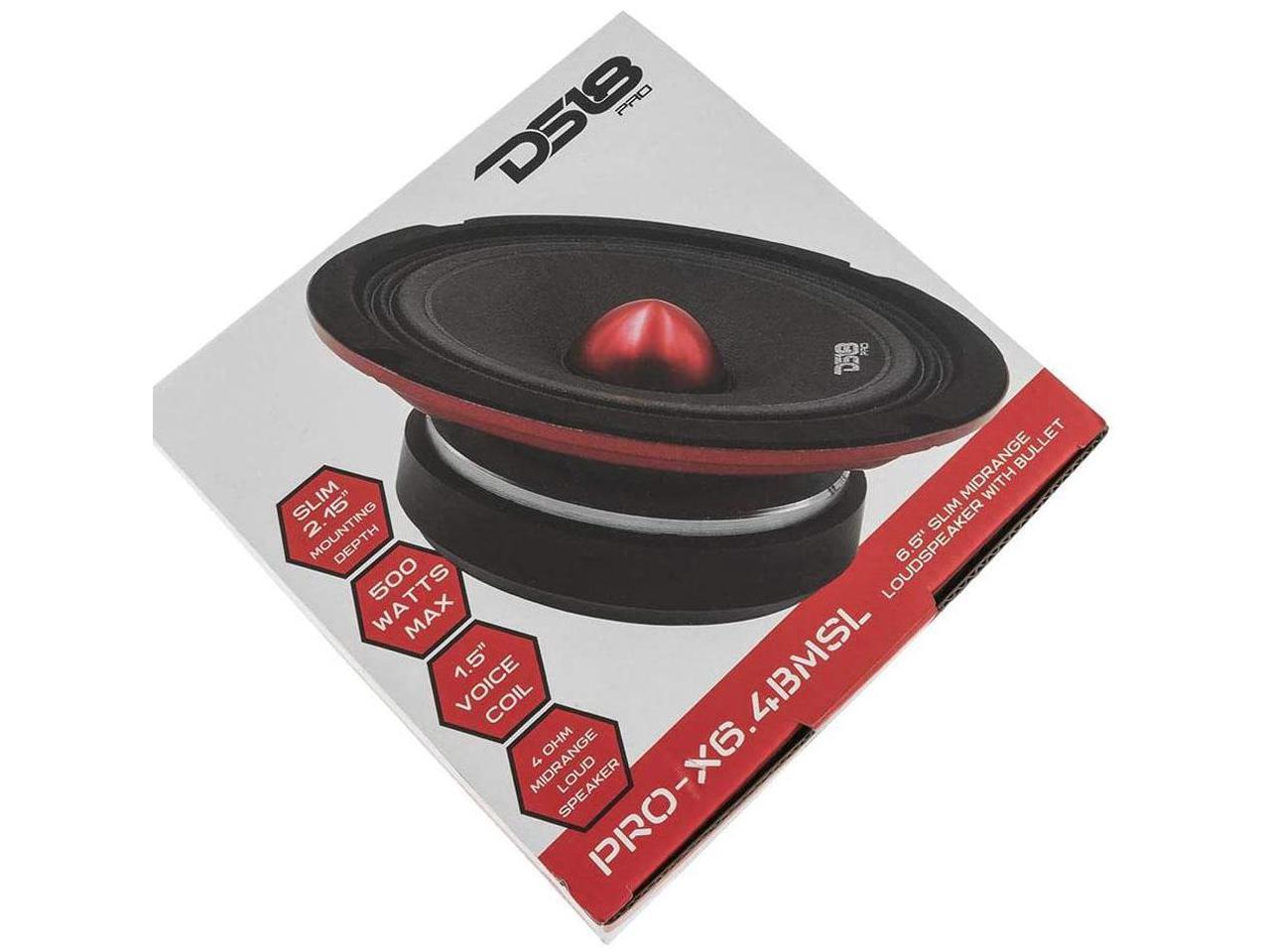 2 DS18 PRO-X6.4BMSL 500W Max 6.5" Slim Midrange Speaker and Bullet 4 Ohm Shallow
