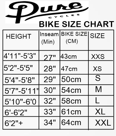 Pure Fix Size Chart