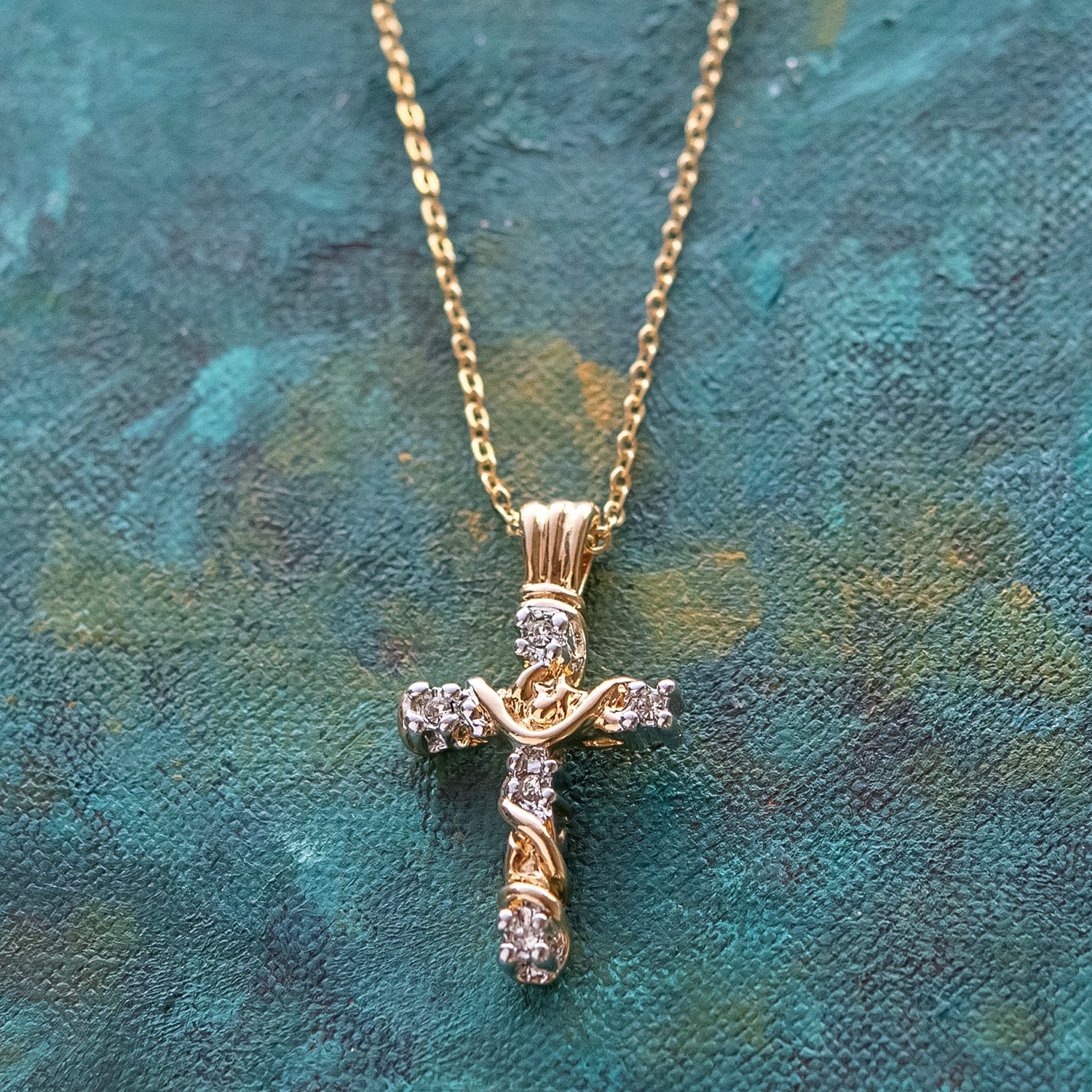 Buy Impon Christian Cross Pendant Gold Design with Long Chain