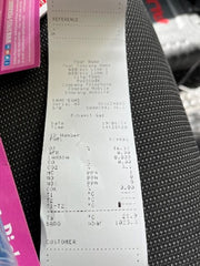 An example of the printed receipt with the results from the gas analyser