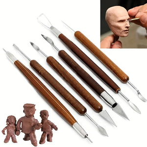6pcs/set Beginner DIY Clay Pottery Ceramic Sculpting Tools Pottery Woodwork - Happy Rock Pets - Pottery Sculpting Tools
