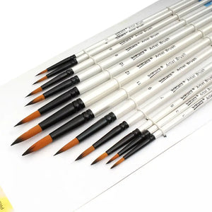 12pcs Round Shape Artist Paint Brush Set, Paint Brush For Student Children - Happy Rock Pets