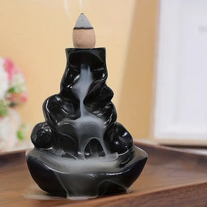 1pc Ceramic Waterfall Incense Burner, Vintage Backflow Incense Burner, Household - Happy Rock Pets