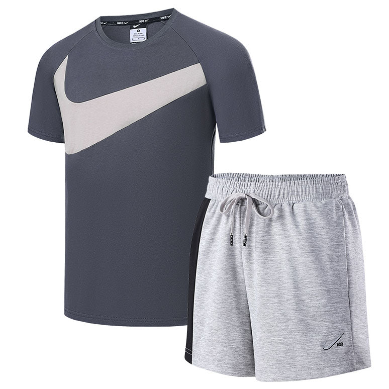 Nike New Fashion Casual Women Men Short Sleeved T-shirt Shorts Summer Two-Piece Set