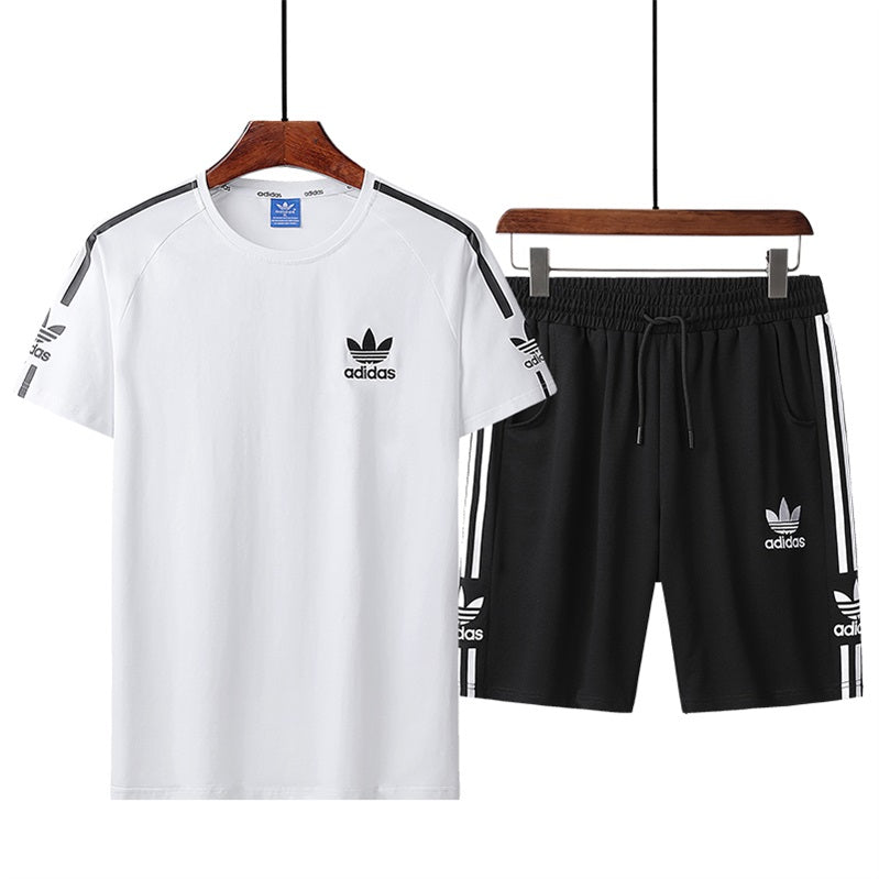 Adidas New Fashion Casual Women Men Short Sleeved T-shirt Shorts Summer Two-Piece Set