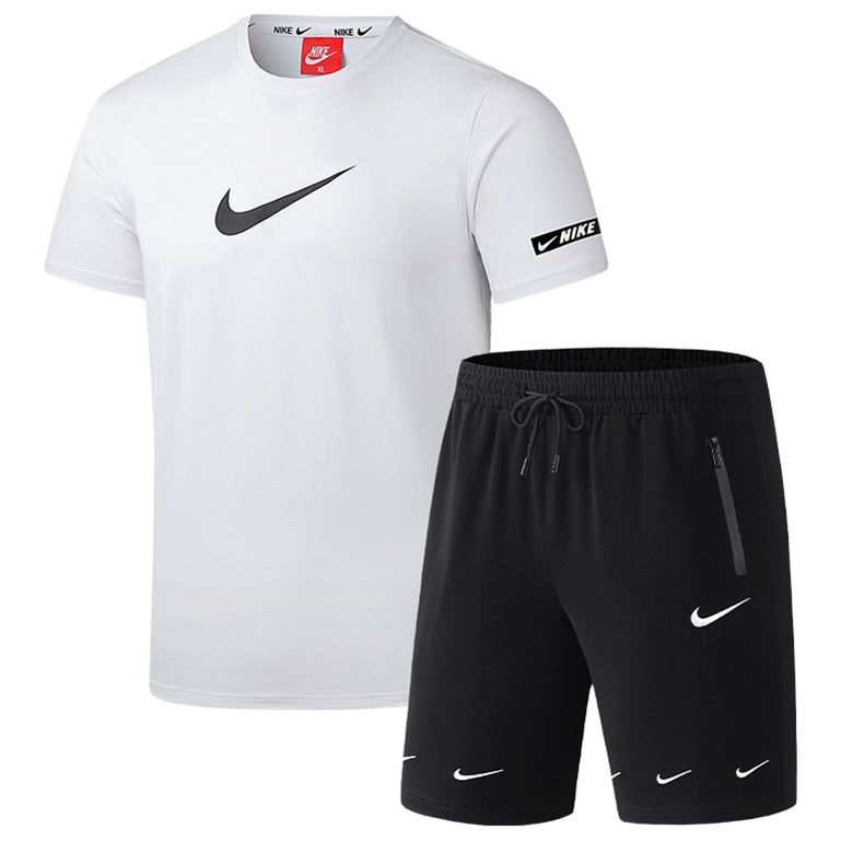 Nike New Fashion Casual Women Men Short Sleeved T-shirt Shorts Summer Two-Piece Set