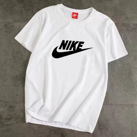 Nike New Hot Sale Fashion Women Men Couple Pattern Scoop Neck Short Sleeve T-shirt