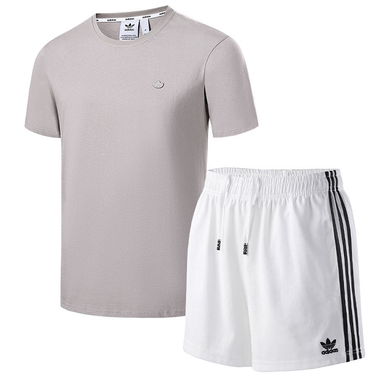 Adidas New Fashion Casual Women Men Short Sleeved T-shirt Shorts Summer Two-Piece Set