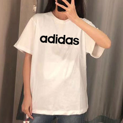 Adidas New Fashion Women Men Couple Neck Short Sleeve Print T-Shirt