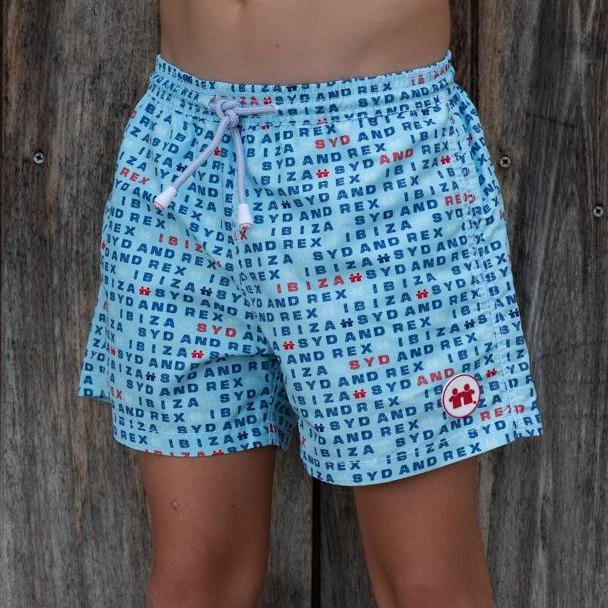 Boys' Swim Shorts, Aqua Green Birds