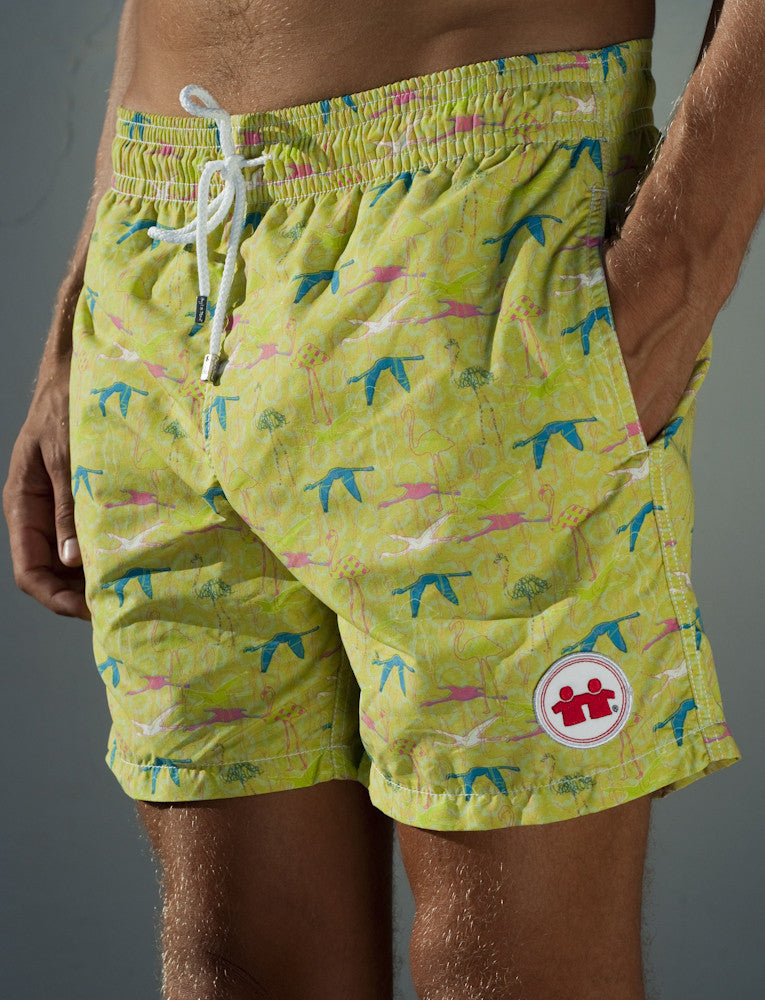 lime green swimming trunks