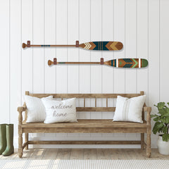 Decorative oars in entryway