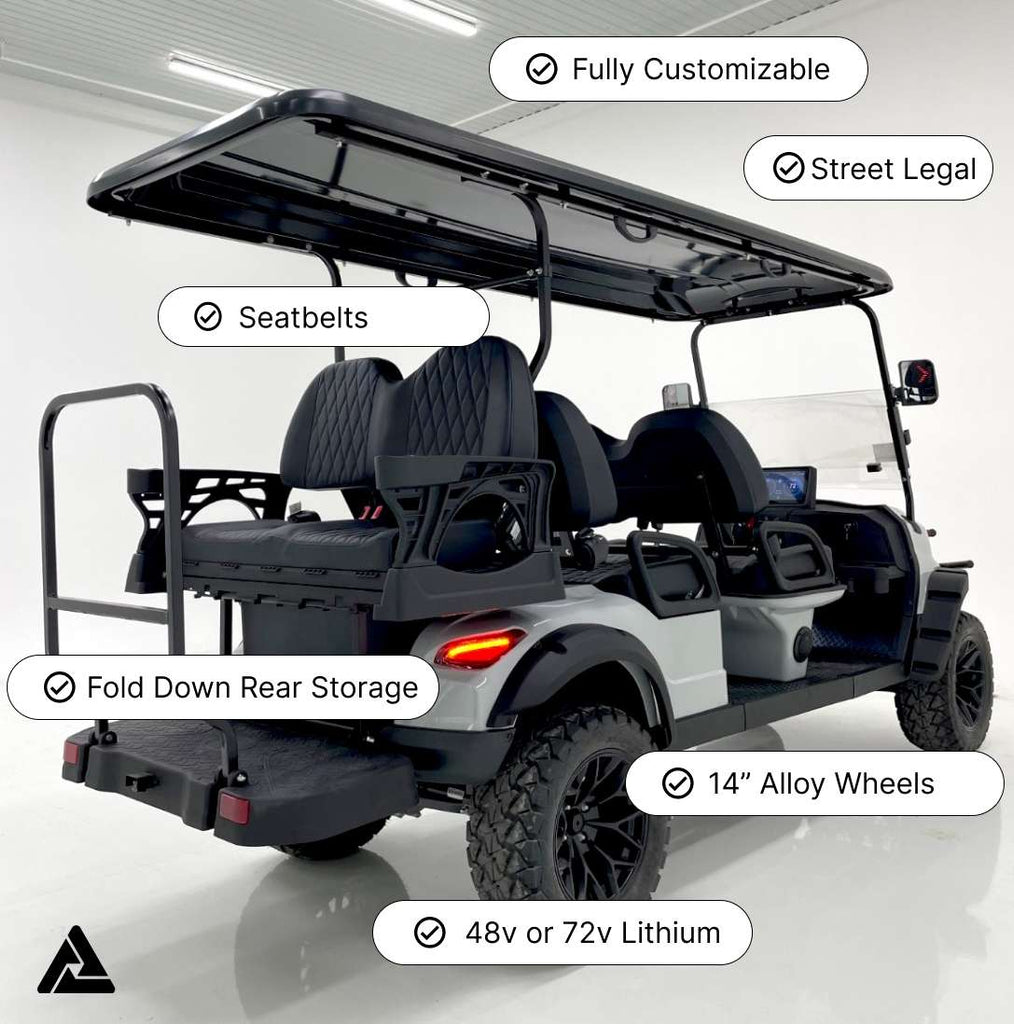 6 seater golf cart for sale with lithium battery and street legal features