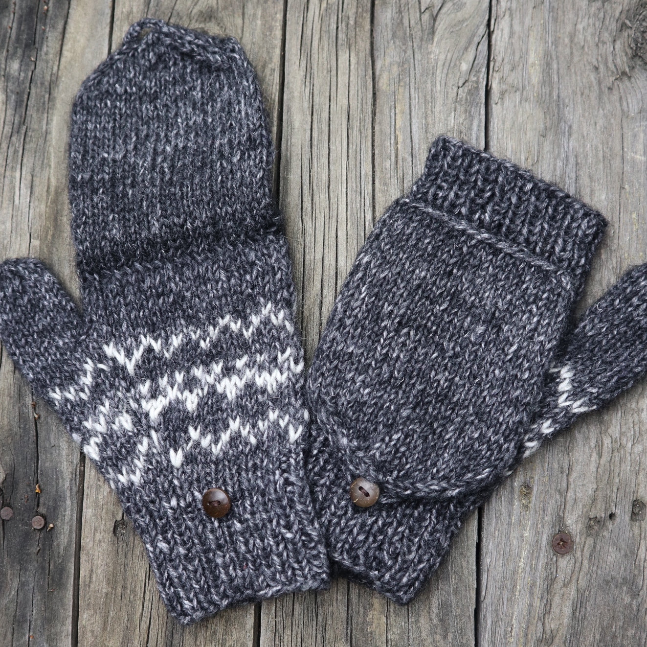 grey wool fingerless gloves