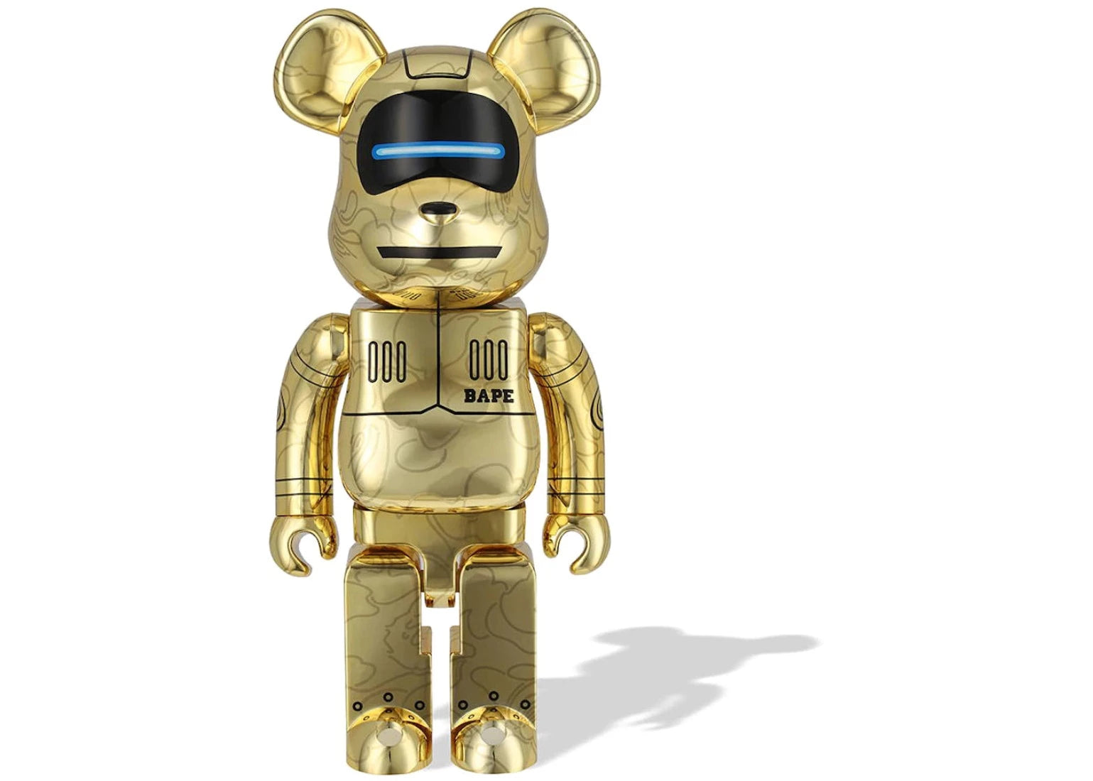 NTWRK - BAPE x Hajime Sorayama Baby Milo 1000% Gold Chrome Bearbrick