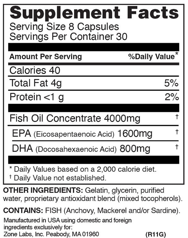 Zone OmegaRx, 240 micro-capsules Supplement Facts