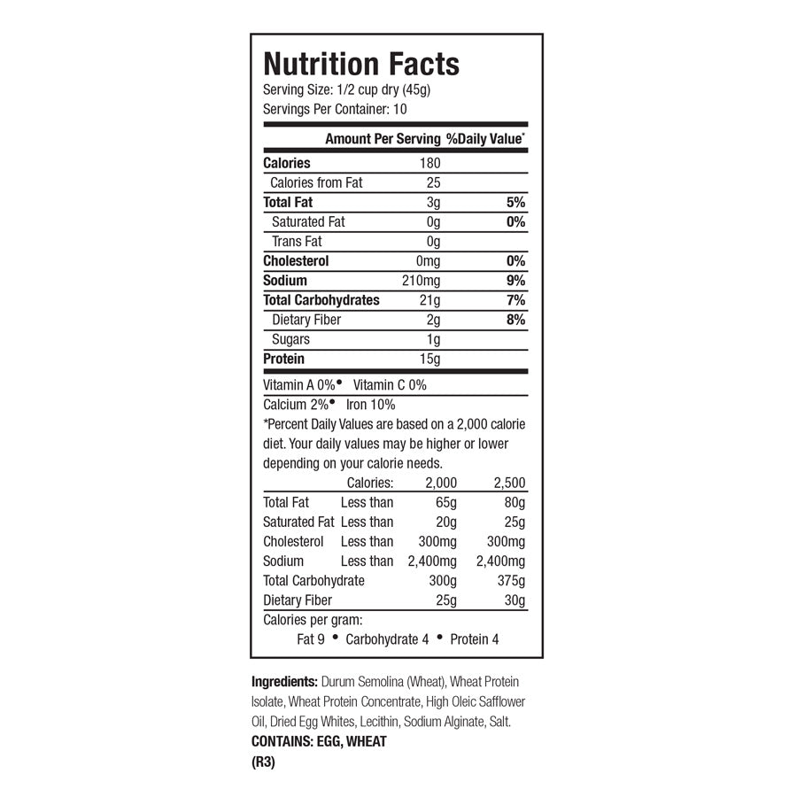 Zone PastaRx Fusilli Nutritional Facts