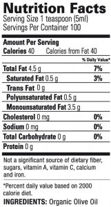 Zone Extra Virgin Olive Oil Nutrition Facts