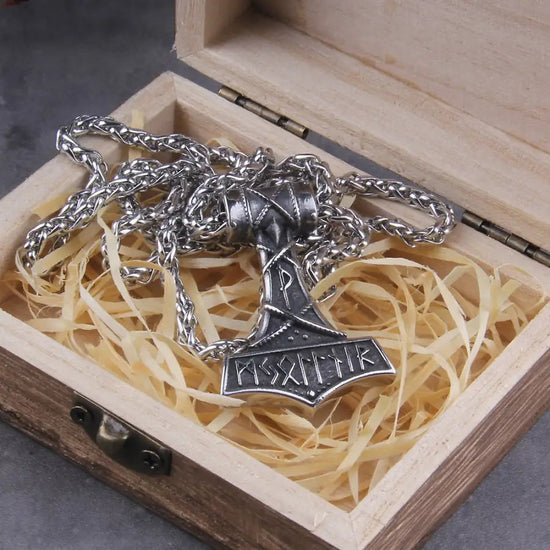 Mjolnir Pendant Necklace Viking - Silver / 70cm / United