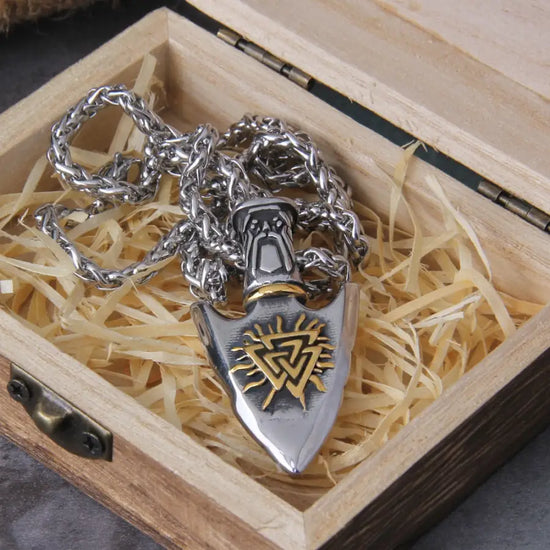 Norse Viking Pendant Necklace - no box gold / United States