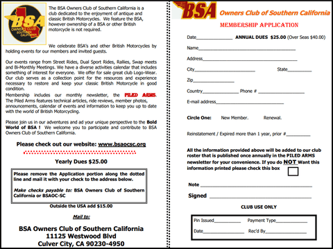 BSA Owners Club Application