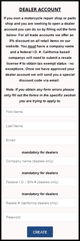 Dealer Account Application