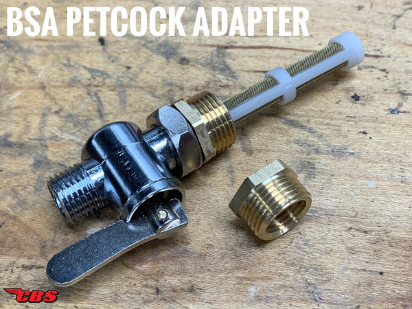 Petcock adapters 1/4 to 3/8 BSP BSA gas tank adapter set brass