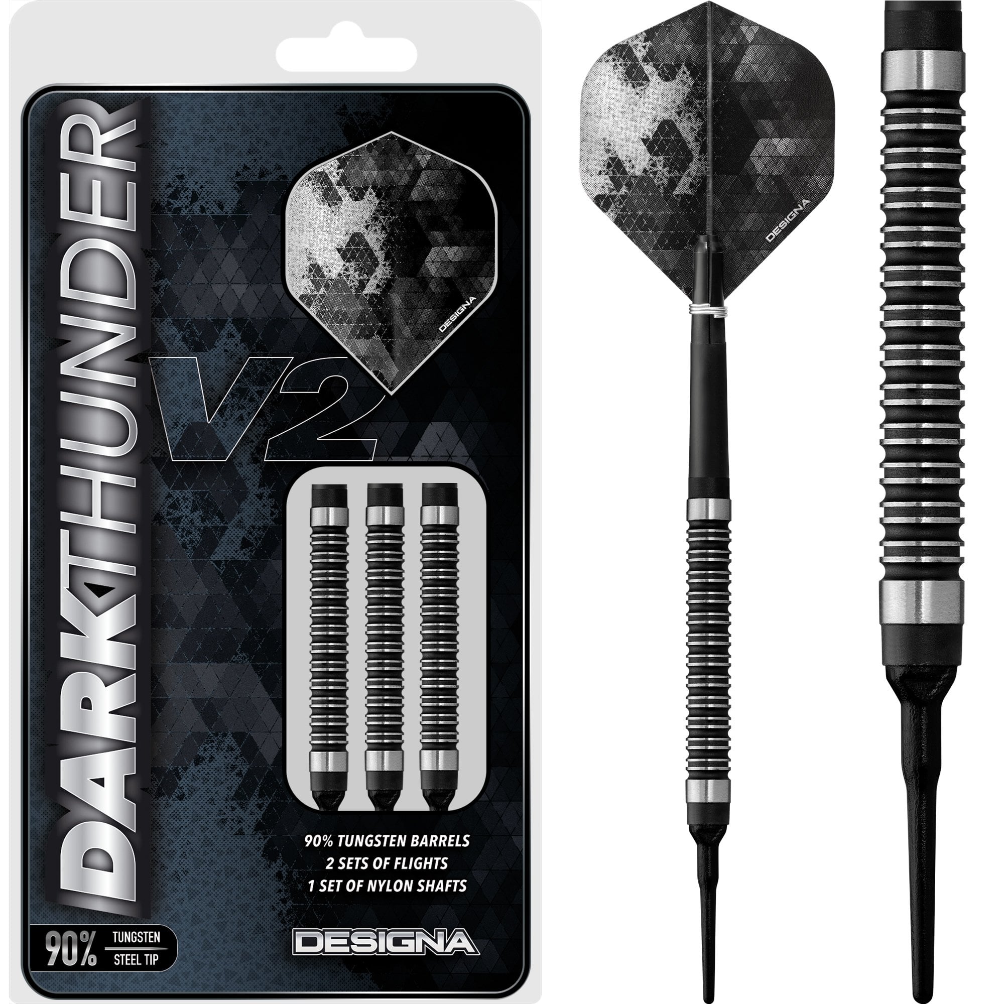 Designa Dark Thunder V2 Darts - Soft Tip - Black