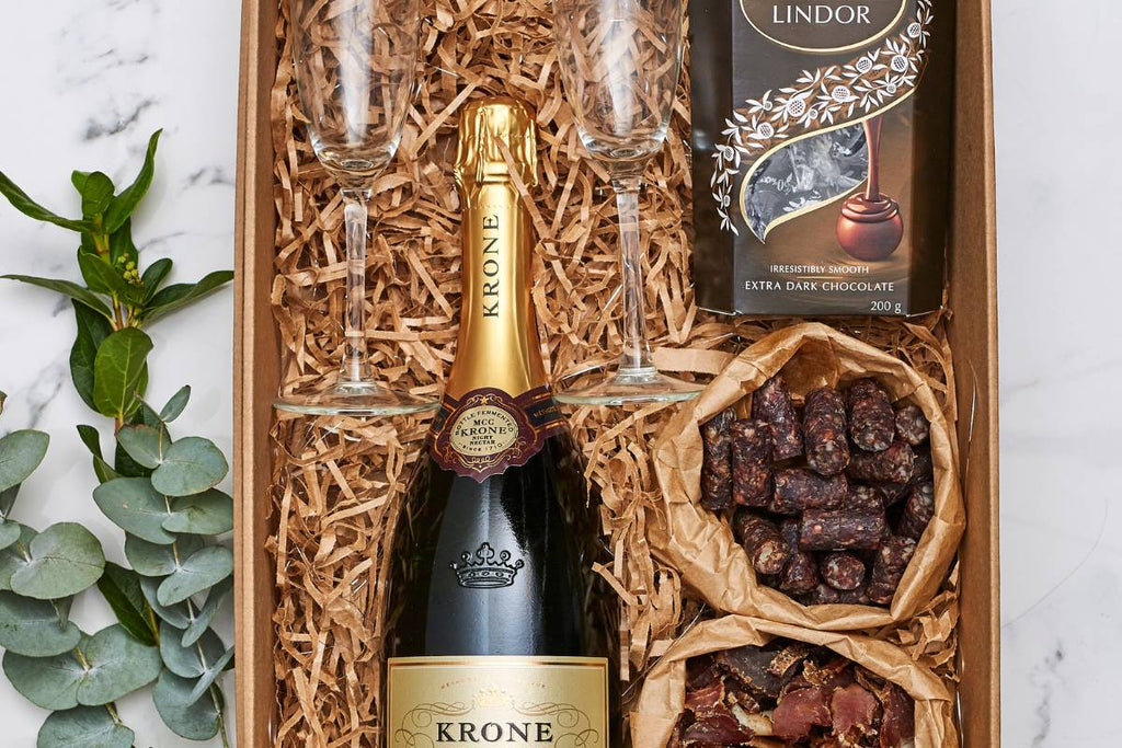 Krone champagne, biltong, droewors, lindt chocolate, gifts delivered, stunning gift ideas, cape town, south africa, nationwide