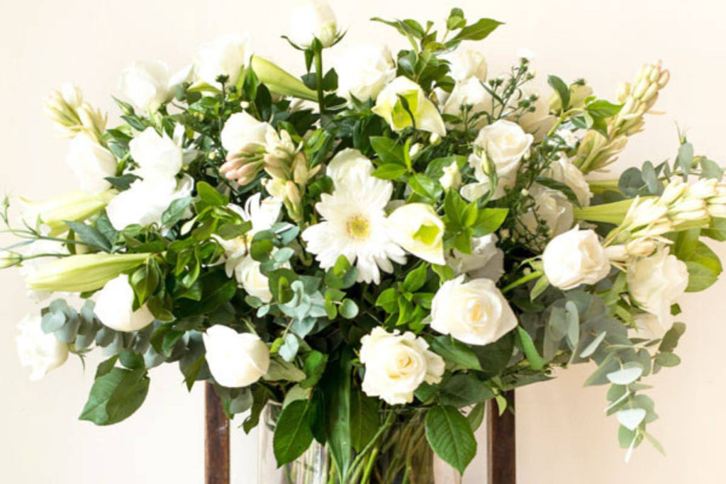 white flowers, lilies, flower delivery, cape town, constantia, gardens, greenery, same day delivery