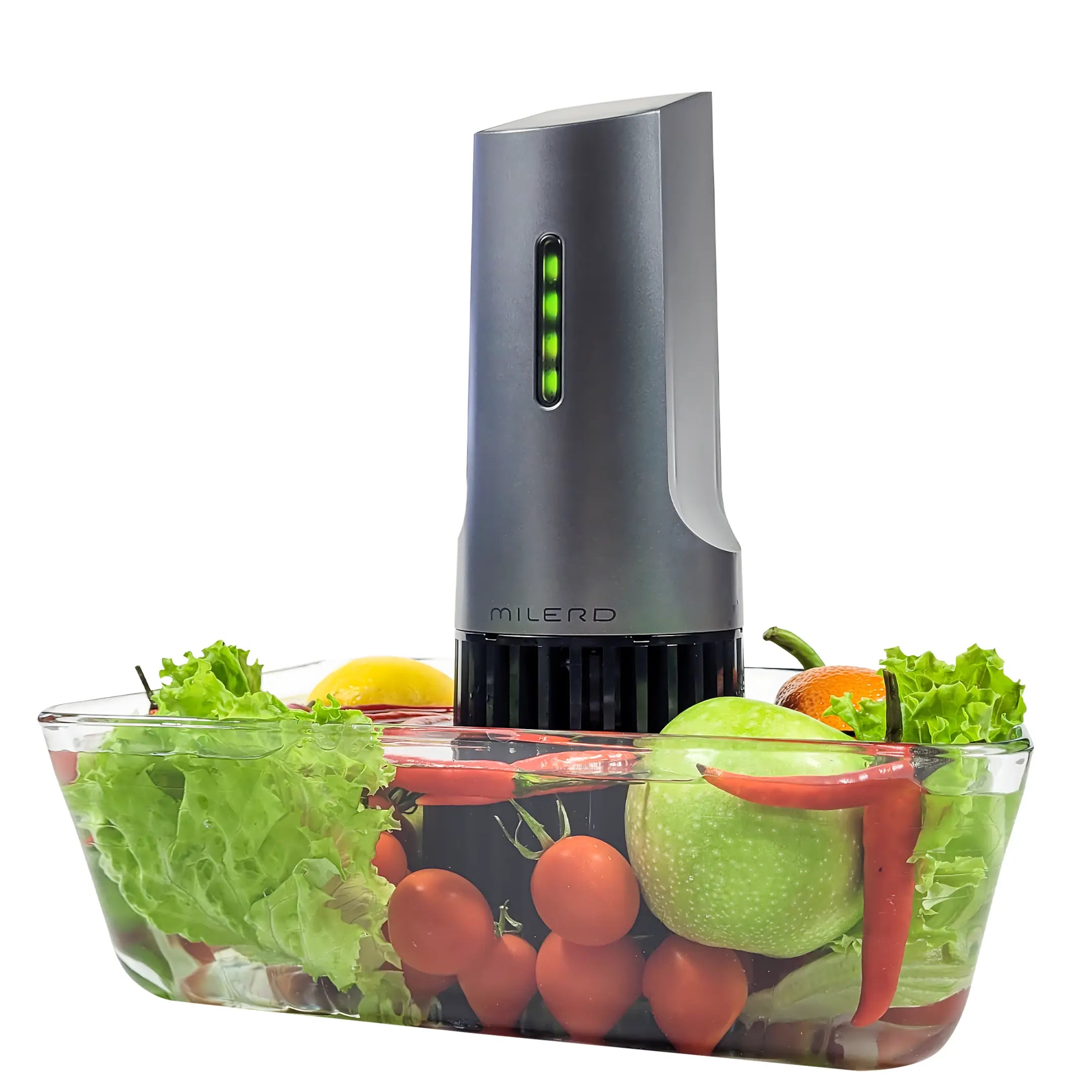 A food cleaner with a mix of vibrant vegetables inside, prepared for meal preparation.